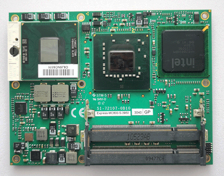 51-72107-0B10    Express-MC800   支持Intel® Core™2 Duo处理器，采用GME965/ICH8-M芯片组的COM Express™模块